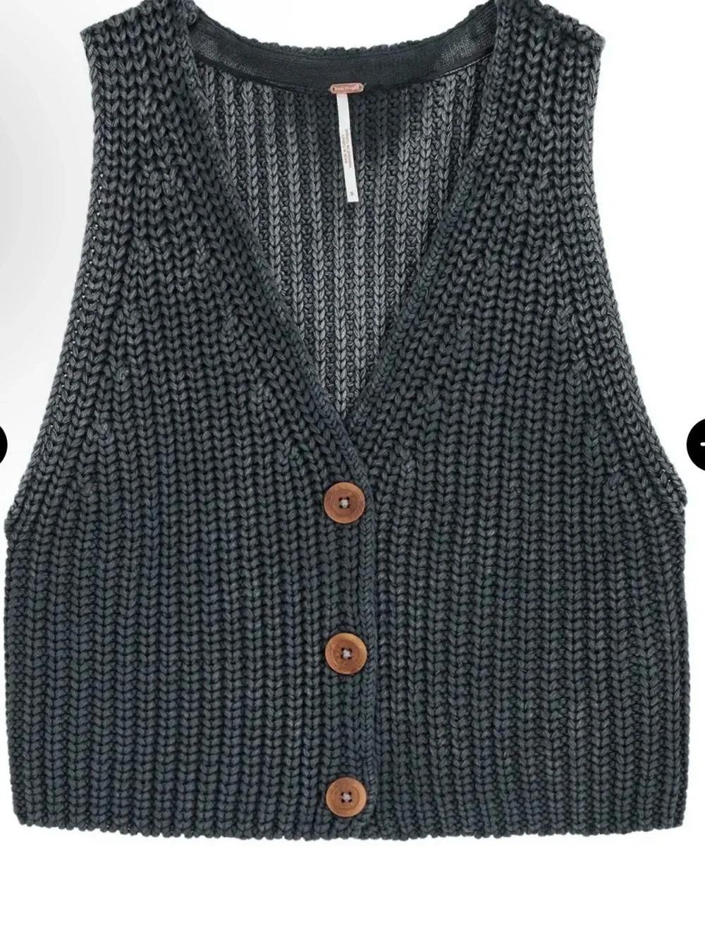 Free People close to me Charcoal Knit Button-Front Sweater Vest
